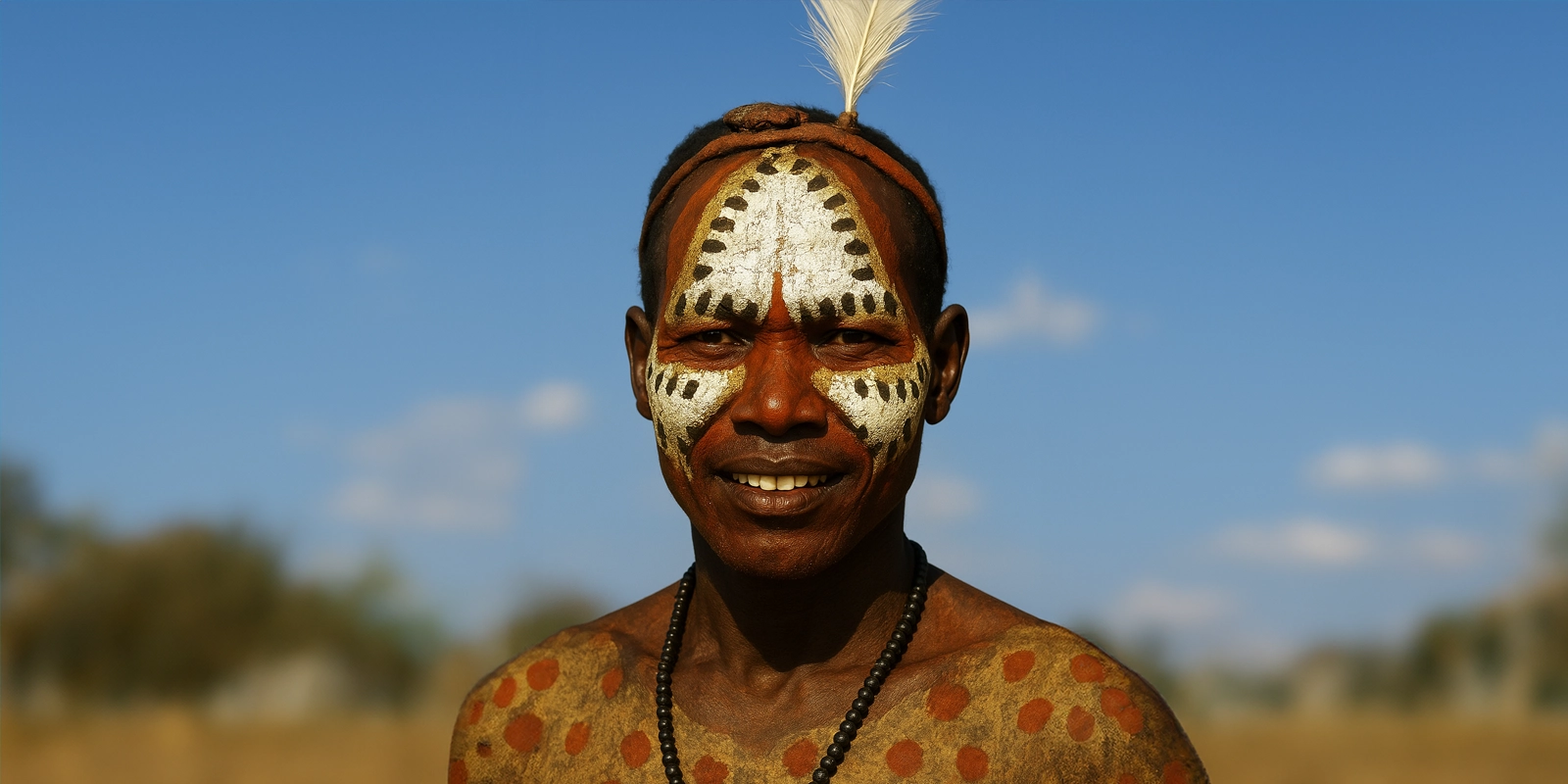 Peinture corporelle sur le visage des tribu Karo en Éthiopie